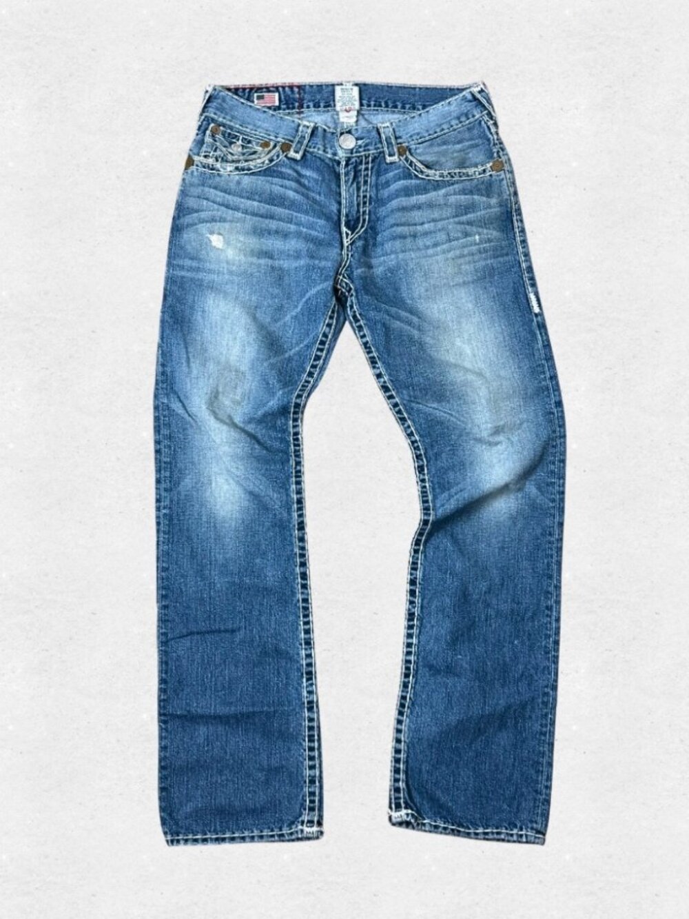 True Religion Ricky Super T Jeans Relaxed Fit Straight Leg Mens 32 Cyber Grunge